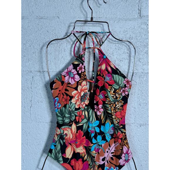 O'Neill Juniors Reina Women's Halter Cut-Out One-Piece Swimsuit Multi Large - Picture 4 of 11